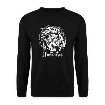 Havanese Dog Portrait Dog Wilsigns - Unisex Sweatshirt - black - Front - Alina (178cm) & Michal (187cm)