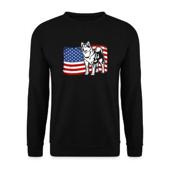 Alaskan Malamute US America Flag Dogs Wilsigns - Unisex Sweatshirt - black - Front - Alina (178cm) & Michal (187cm)