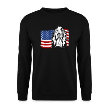 Basset Hound US Amerika Fahne Hunde Wilsigns - Unisex Pullover - Schwarz - Vorne - Alina (178cm) & Michal (187cm)