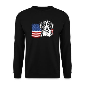 Entlebucher Mountain Dog US Amérique Drapeau Wilsigns - Sweat-shirt Unisexe - noir - Devant - Alina (178cm) & Michal (187cm)