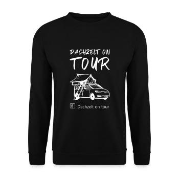Dachzelt on tour - Motiv 2 - Unisex Pullover - Schwarz - Vorne - Alina (178cm) & Michal (187cm)