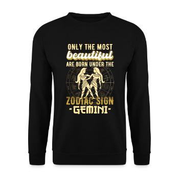 Sternzeichen Zwillinge Zwilling Geschenk - Unisex Pullover - Schwarz - Vorne - Alina (178cm) & Michal (187cm)