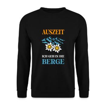 Auszeit ich geh in die Berge - Unisex Pullover - Schwarz - Vorne - Alina (178cm) & Michal (187cm)