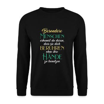 Besondere Menschen - Unisex Pullover - Schwarz - Vorne - Alina (178cm) & Michal (187cm)