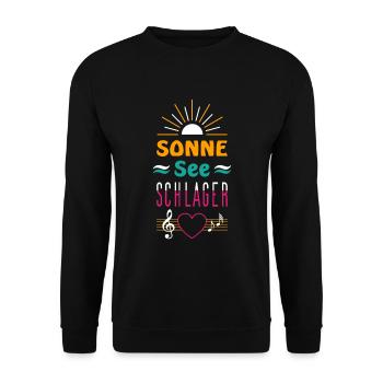 Sonne See und Schlager - Unisex Pullover - Schwarz - Vorne - Alina (178cm) & Michal (187cm)