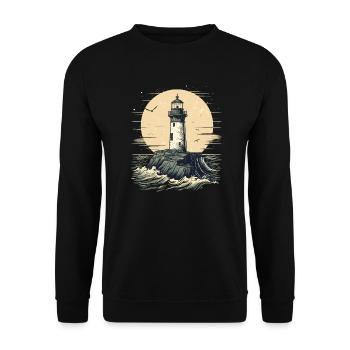 Lighthouse Coast Sea Sea Ocean Baltic Sea North Sea - Unisex Sweatshirt - black - Front - Alina (178cm) & Michal (187cm)