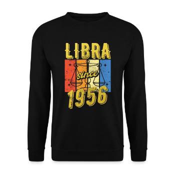 Waage 1956 Sternzeichen Geburtstag Geschenk - Unisex Pullover - Schwarz - Vorne - Alina (178cm) & Michal (187cm)