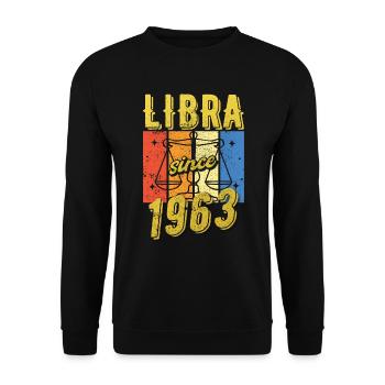 Libra 1963 Zodiac Birthday Gift - Unisex Sweatshirt - black - Front - Alina (178cm) & Michal (187cm)