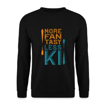More Fantasy - less KI - Unisex Pullover - Schwarz - Vorne - Alina (178cm) & Michal (187cm)