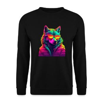 Loup avec des lunettes de soleil Loups Prédateur Nature Forêt - Sweat-shirt Unisexe - noir - Devant - Alina (178cm) & Michal (187cm)