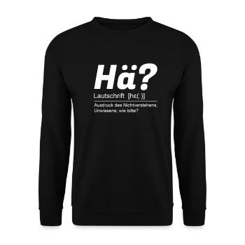 Hä? - Unisex Pullover - Schwarz - Vorne - Alina (178cm) & Michal (187cm)