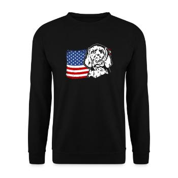Drahthaar Vizsla US Amerika Fahne Hunde Wilsigns - Unisex Pullover - Schwarz - Vorne - Alina (178cm) & Michal (187cm)