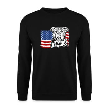 Bouledogue américain XXL Drapeau de l’Amérique des États-Unis Wilsigns - Sweat-shirt Unisexe - noir - Devant - Alina (178cm) & Michal (187cm)