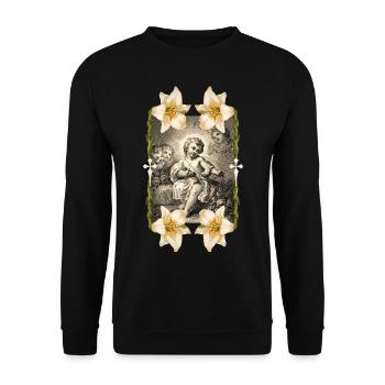 Kind-Jesus, Christkind, Jesus Christus - Unisex Pullover - Schwarz - Vorne - Alina (178cm) & Michal (187cm)