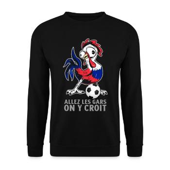 Fußball Frankreich, wir glauben daran - Unisex Pullover - Schwarz - Vorne - Alina (178cm) & Michal (187cm)
