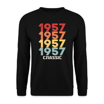 1957 Jubilé dans un style vintage classique 1957 - Sweat-shirt Unisexe - noir - Devant - Alina (178cm) & Michal (187cm)