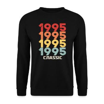 1995 Anniversaire dans le style vintage classique 1995 - Sweat-shirt Unisexe - noir - Devant - Alina (178cm) & Michal (187cm)