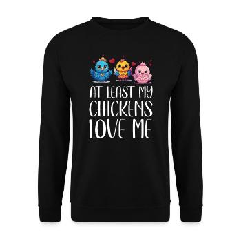 Poulet Au moins mes poules m’aiment oiseau - Sweat-shirt Unisexe - noir - Devant - Alina (178cm) & Michal (187cm)