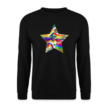 Stern aus Regenbogen Farben - Unisex Pullover - Schwarz - Vorne - Alina (178cm) & Michal (187cm)