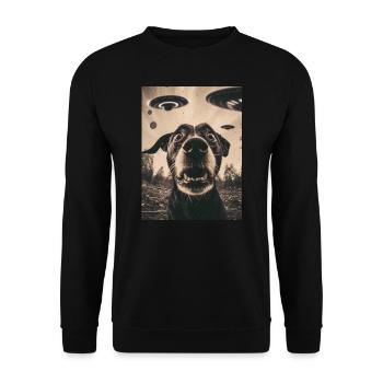 Alien UFO Drôle Chien Meme Selfie - Sweat-shirt Unisexe - noir - Devant - Alina (178cm) & Michal (187cm)