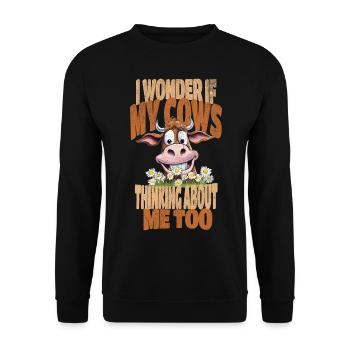 cow cows farmer agriculture farmer - Unisex Sweatshirt - black - Front - Alina (178cm) & Michal (187cm)