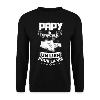 T-shirt pour Papy - Papy et Petit-Fils - Sweat-shirt Unisexe - noir - Devant - Alina (178cm) & Michal (187cm)
