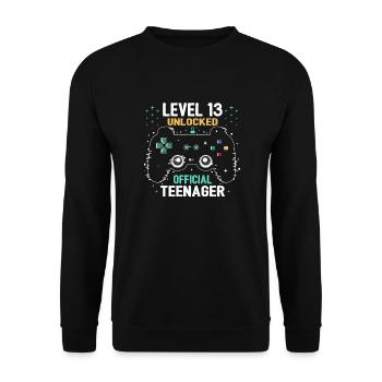 Level 13 Entsperrt offizieller Teenager 13. Geburtstag - Unisex Pullover - Schwarz - Vorne - Alina (178cm) & Michal (187cm)