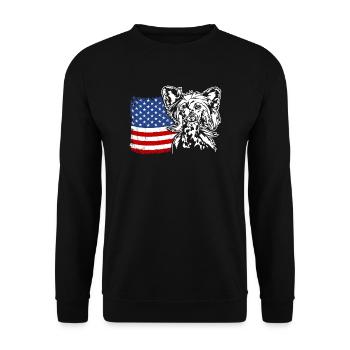 Chien chinois à crête US Amérique drapeau Wilsigns - Sweat-shirt Unisexe - noir - Devant - Alina (178cm) & Michal (187cm)