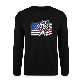 Allemand à poil dur US Amérique drapeau chiens Wilsigns - Sweat-shirt Unisexe - noir - Devant - Alina (178cm) & Michal (187cm)