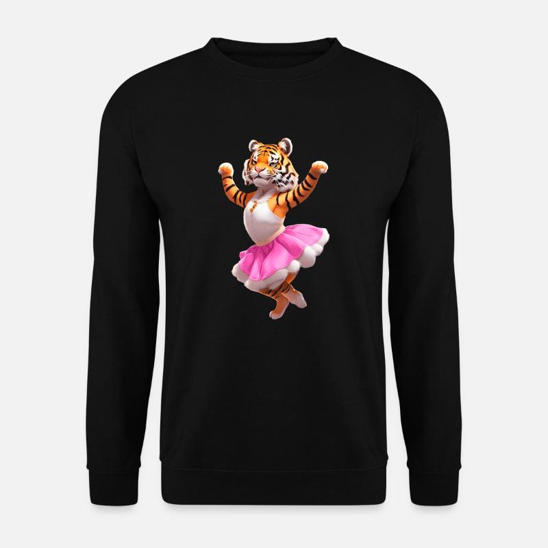 Tanzender Tiger im Ballettkleid | Ballerina - Unisex Pullover - Schwarz