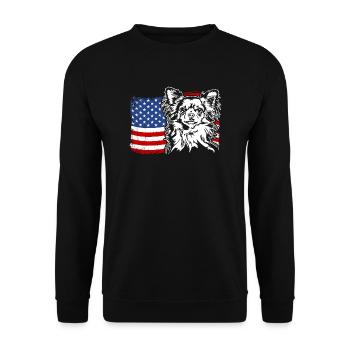 Chihuahua US Amérique Drapeau Chiens Chien Wilsigns - Sweat-shirt Unisexe - noir - Devant - Alina (178cm) & Michal (187cm)