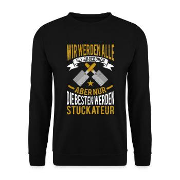 Stuckateur Verputzer Spachtel - Unisex Pullover - Schwarz - Vorne - Alina (178cm) & Michal (187cm)