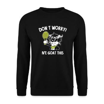 Padel Tennis Ziege als Padel Spieler - Unisex Pullover - Schwarz - Vorne - Alina (178cm) & Michal (187cm)