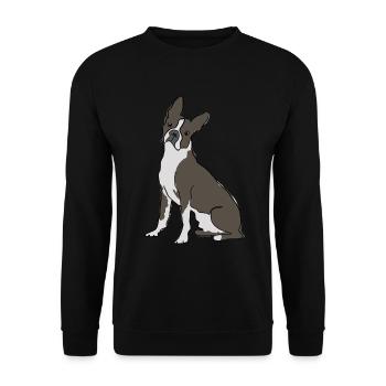 Boston Terrier Line Drawing - Unisex Sweatshirt - black - Front - Alina (178cm) & Michal (187cm)