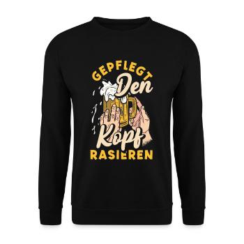 Geplegt den Kopf rasieren Biertrinker & Bier - Unisex Pullover - Schwarz - Vorne - Alina (178cm) & Michal (187cm)