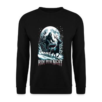 Ride into the Night - Sinister Santa Sleigh - Unisex Sweatshirt - black - Front - Alina (178cm) & Michal (187cm)