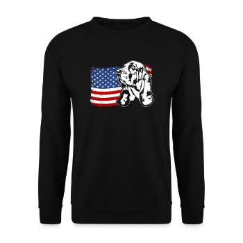 Basset Hound US Amerika Fahne Hunde Wilsigns - Unisex Pullover - Schwarz - Vorne - Alina (178cm) & Michal (187cm)