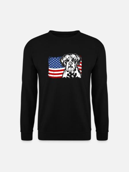 Boxer US Amerika Fahne Hunde Hund Wilsigns - Unisex Pullover - Schwarz