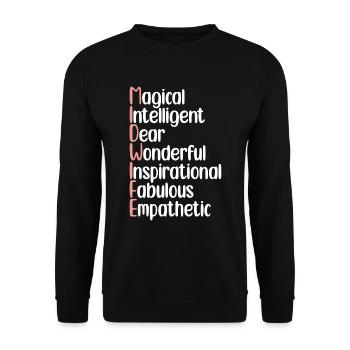 Hebammen Sprüche | Hebamme Beruf Arbeit Geschenke - Unisex Pullover - Schwarz - Vorne - Alina (178cm) & Michal (187cm)