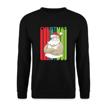 Retro Christmas Gifts. Tattooed Santa. Humorous. - Unisex Sweatshirt - black - Front - Alina (178cm) & Michal (187cm)