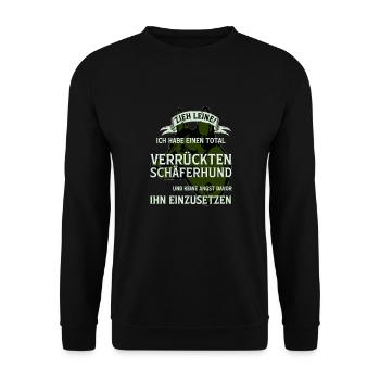 Schäferhund - Zieh Leine - - Unisex Pullover - Schwarz - Vorne - Alina (178cm) & Michal (187cm)
