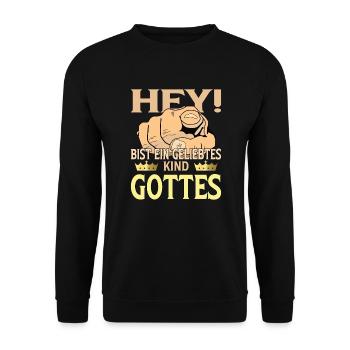 Gott / Jesus du bist ein geliebte Kind Gottes - Unisex Pullover - Schwarz - Vorne - Alina (178cm) & Michal (187cm)