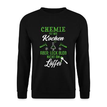 Chemie/Chemiker/Chemikant/Chemielaborant/Chemisch - Unisex Pullover - Schwarz - Vorne - Alina (178cm) & Michal (187cm)
