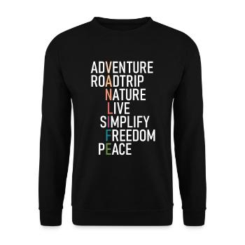 Van Life Adventure Camper - Unisex Sweatshirt - black - Front - Alina (178cm) & Michal (187cm)