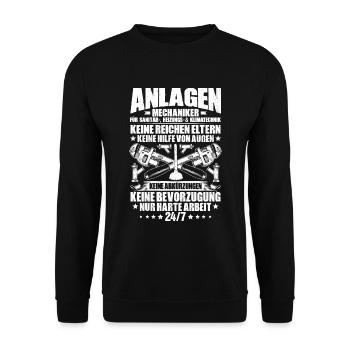 Anlagenmechaniker Klempner Sanitär Heizung Klima - Unisex Pullover - Schwarz - Vorne - Alina (178cm) & Michal (187cm)