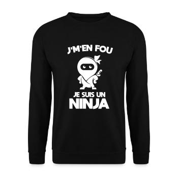 Ninja cadeau humour marrant j'peux pas - Sweat-shirt Unisexe - noir - Devant - Alina (178cm) & Michal (187cm)