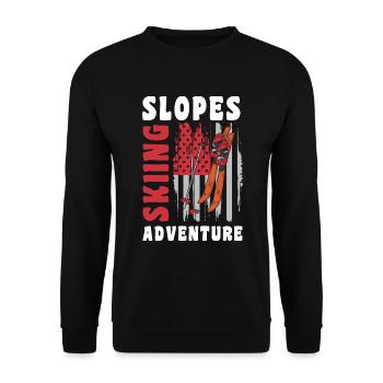 Winter sports Winter holiday Pistensau Skier - Unisex Sweatshirt - black - Front - Alina (178cm) & Michal (187cm)