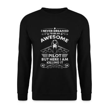Pilot Aviation Aerobatic Pilot - Unisex Sweatshirt - black - Front - Alina (178cm) & Michal (187cm)