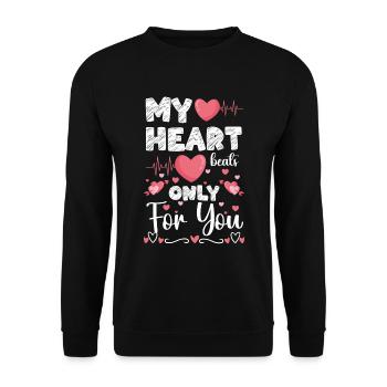 Romantisch Herz Partner - Unisex Pullover - Schwarz - Vorne - Alina (178cm) & Michal (187cm)