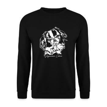 Japanese Chin Portrait Hunde Hund Wilsigns - Unisex Pullover - Schwarz - Vorne - Alina (178cm) & Michal (187cm)